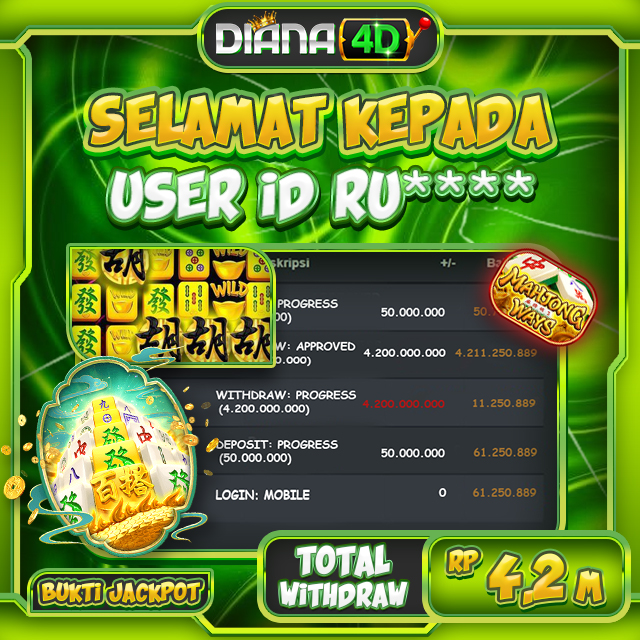 SELAMAT UNTUK USER ID RU**** MENDAPATKAN JACKPOT