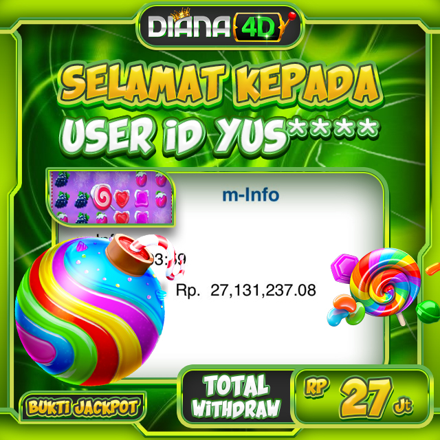 SELAMAT UNTUK USER ID YUS***MENDAPATKAN JACKPOT