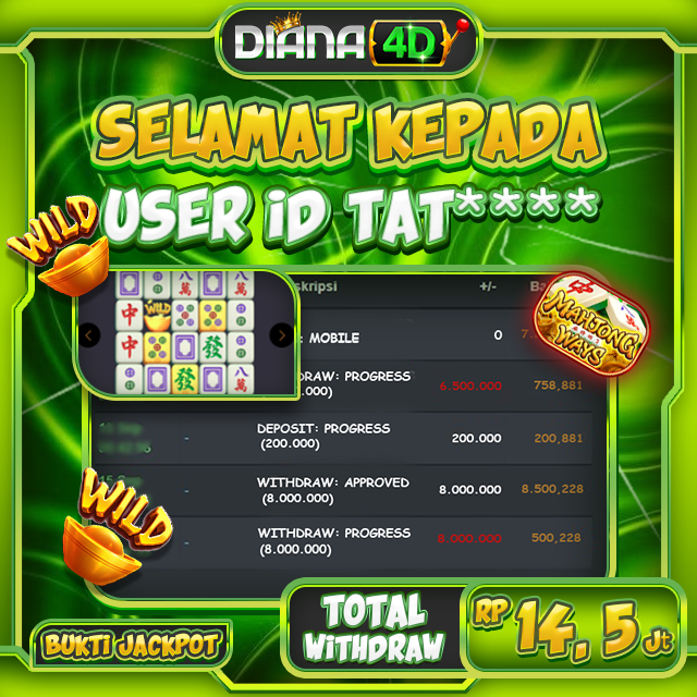 SELAMAT UNTUK USER ID TAT***MENDAPATKAN JACKPOT