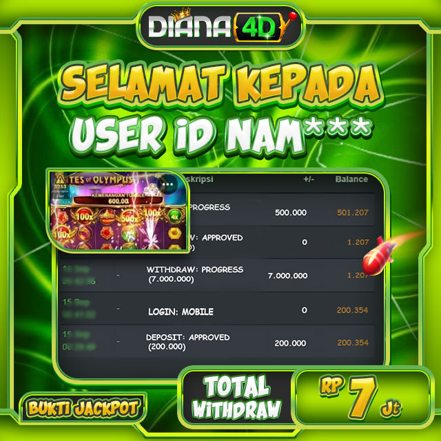 SELAMAT USER ID NAM*** MENDAPATKAN JACKPOT